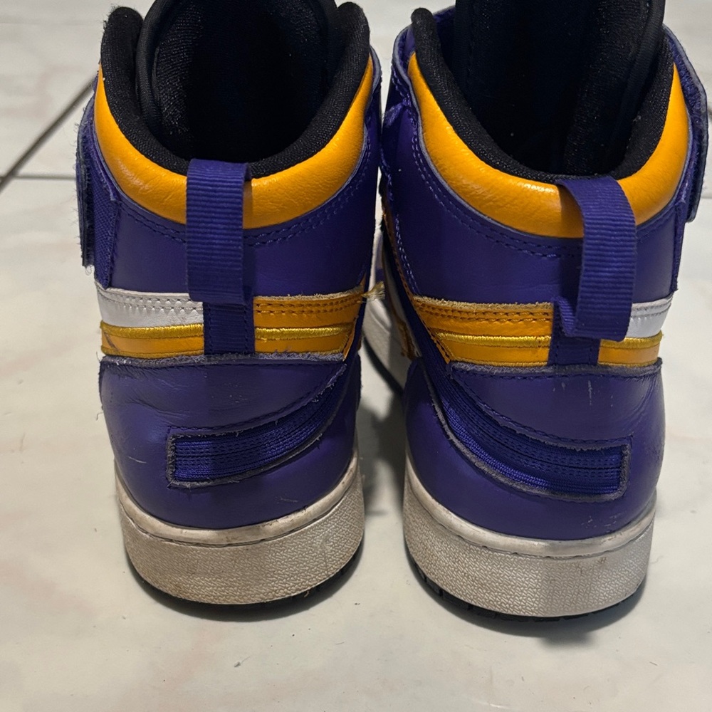 Jordan High-Top Sneakers in Purple, Yellow, and White - Picture 2 of 4